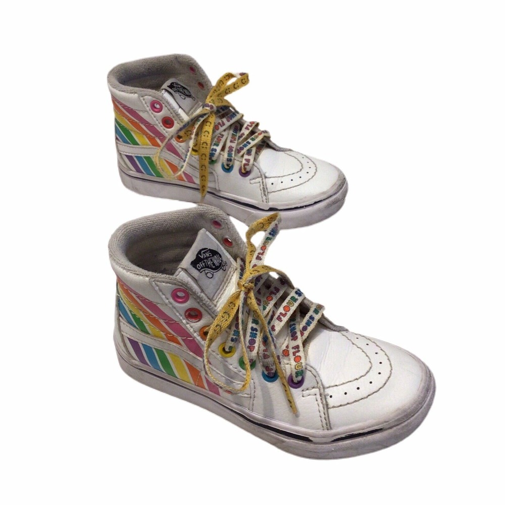 Vans Off The Wall Kid's Shoes Flour‎ Shop Rainbow High tops Sz 11.5 Multicolor